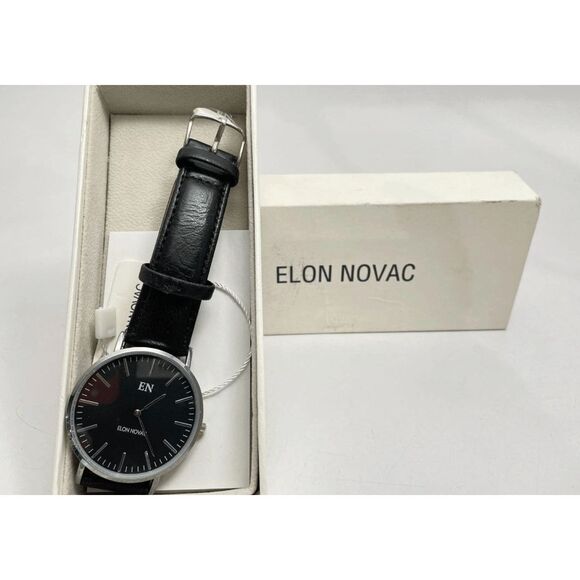 Elon Novac ALEXANDER IOB Black Wristwatch, MSRP $229 - Picture 2 of 14